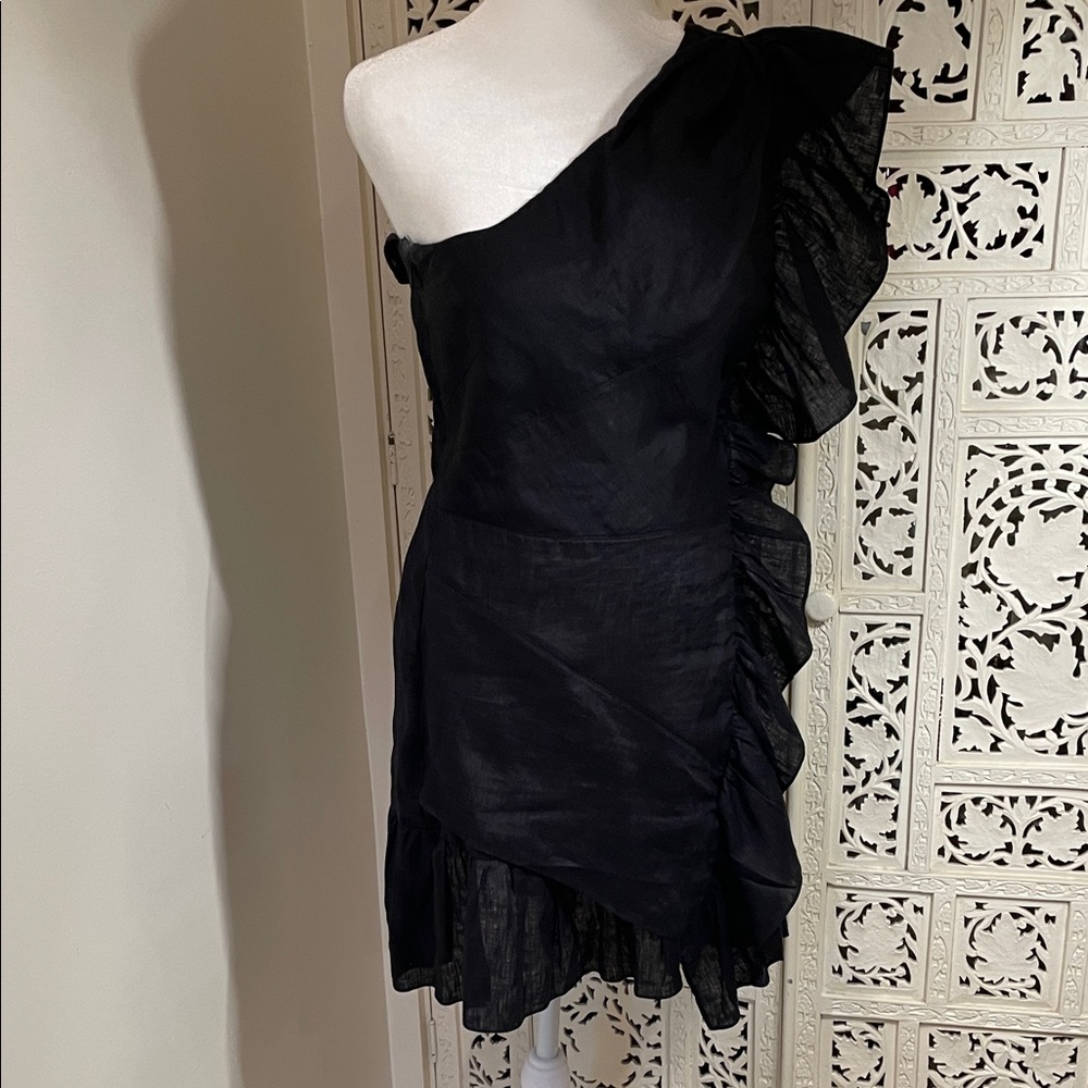 ISABEL ETOILE MARANT Elegant Black One-Shoulder Ruffle Dress